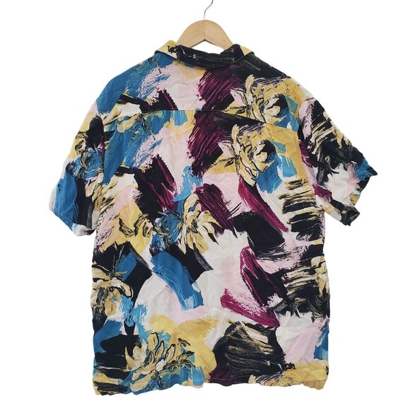 No Boundaries Mens Abstract Pattern Short Sleeve Button Up Shirt Size XL Artsy - Picture 2 of 4